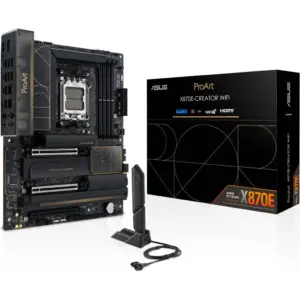 ASUS ProArt X870E-Creator WIFI AM5 ATX Motherboard, AMD X870E Chipset, 4x DDR5 DIMM Slots, 192GB Max Memory, 4x M.2 PCIe Slots, 2x PCIe 5.0 x16 Slots, Bluetooth v5.4 | 90MB1IG0-M0EAY0