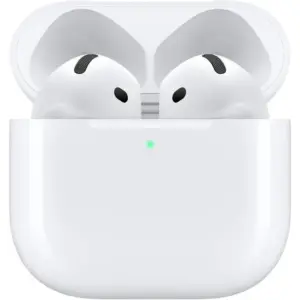 Apple Airpods 4, Spatial Audio W/ Dynamic Head Tracking, H2 Chip, Voice Isolation, Force Sensor, IP54 Dust, Sweat, & Water Resistant, Up to 30 Hours of Playback, USB-C Charging Case, White | MXP63LL/A