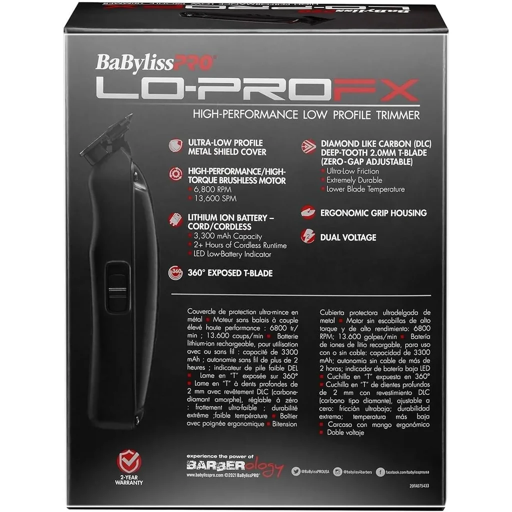 BaByliss PRO LOPRO High Performance Metal Low Profile Trimmer, A Perfect Machine For Hair and Beard Cutting, With a 2+ Hour Running Time In One Charge - Image 4