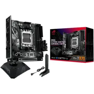 ASUS ROG Strix X870-I Gaming Wi-Fi AM5 m-ITX Motherboard, AMD X870 Chipset, 2x DIMM DDR5 Slots, 96GB Max Memory, 2x M.2 Slots, 1x PCIe 5.0 x16 Slot, Wi-Fi 7 & BT 5.4, Black | 90MB1IW0-M0EAY0