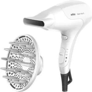 Braun Satin Hair 3 PowerPerfection hairdryer HD385 with ion function and styling nozzle, 2000 Watts