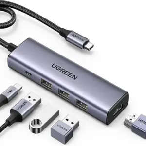UGREEN 5-In-1 USB-C Multiport Dock With 4K@60Hz HDMI, 100W Power Delivery, 3xUSB-A 3.0 Data Ports For MacBook Pro/Air, iPad Pro, Mac Mini, Surface, XPS, Thinkpad, Galaxy And More | 15597