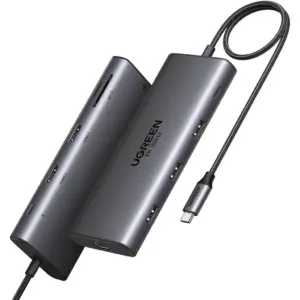 UGREEN Revodok Pro 210, 10 In 1 USB C Hub, 2 HDMI Ports, 5Gbps USB-C, USB A 3.0, 2xUSB A 2.0, 100W Power Delivery, RJ45, SD/Micro SD | 15534