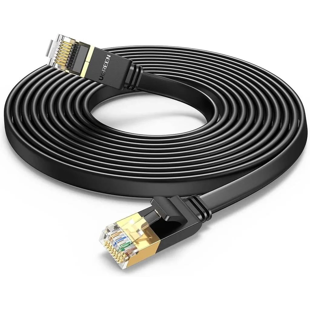 UGREEN 15 Meter Ethernet Cable Cat7 Gigabit Network Cable, High-Speed Flat 10Gbps, RJ45, Compatible For Gaming PS5 / 4 / 3, Xbox Laptop, Router PC, Black | 11266