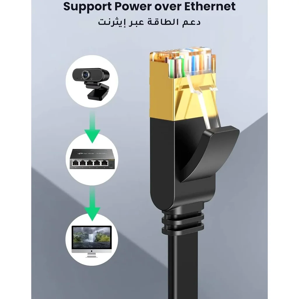 UGREEN 15 Meter Ethernet Cable Cat7 Gigabit Network Cable, High-Speed Flat 10Gbps, RJ45, Compatible For Gaming PS5 / 4 / 3, Xbox Laptop, Router PC, Black | 11266 - Image 3