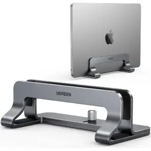 UGREEN Vertical Laptop Stand/Holder, Compatible With MacBook, Adjustable Up To 17.3 Inch Gaming Laptop, Anti-Slip, Anti-Scratch Design, Gray | 20471