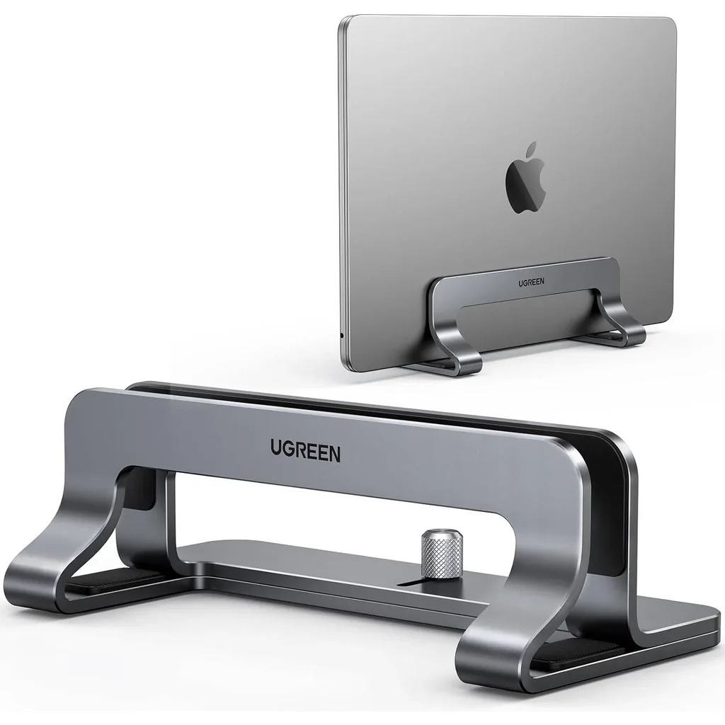 UGREEN Vertical Laptop Stand/Holder, Compatible With MacBook, Adjustable Up To 17.3 Inch Gaming Laptop, Anti-Slip, Anti-Scratch Design, Gray | 20471