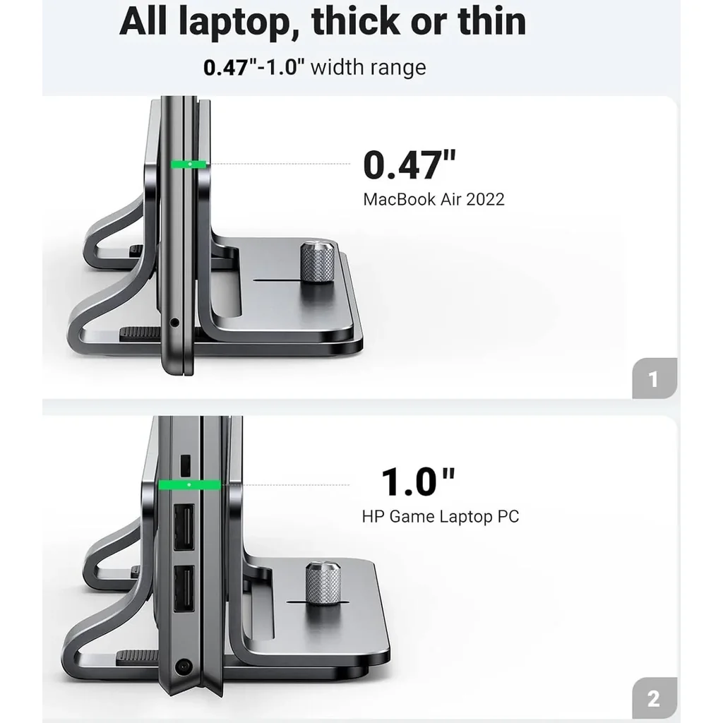 UGREEN Vertical Laptop Stand/Holder, Compatible With MacBook, Adjustable Up To 17.3 Inch Gaming Laptop, Anti-Slip, Anti-Scratch Design, Gray | 20471 - Image 3