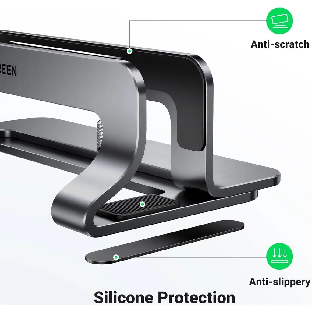UGREEN Vertical Laptop Stand/Holder, Compatible With MacBook, Adjustable Up To 17.3 Inch Gaming Laptop, Anti-Slip, Anti-Scratch Design, Gray | 20471 - Image 4