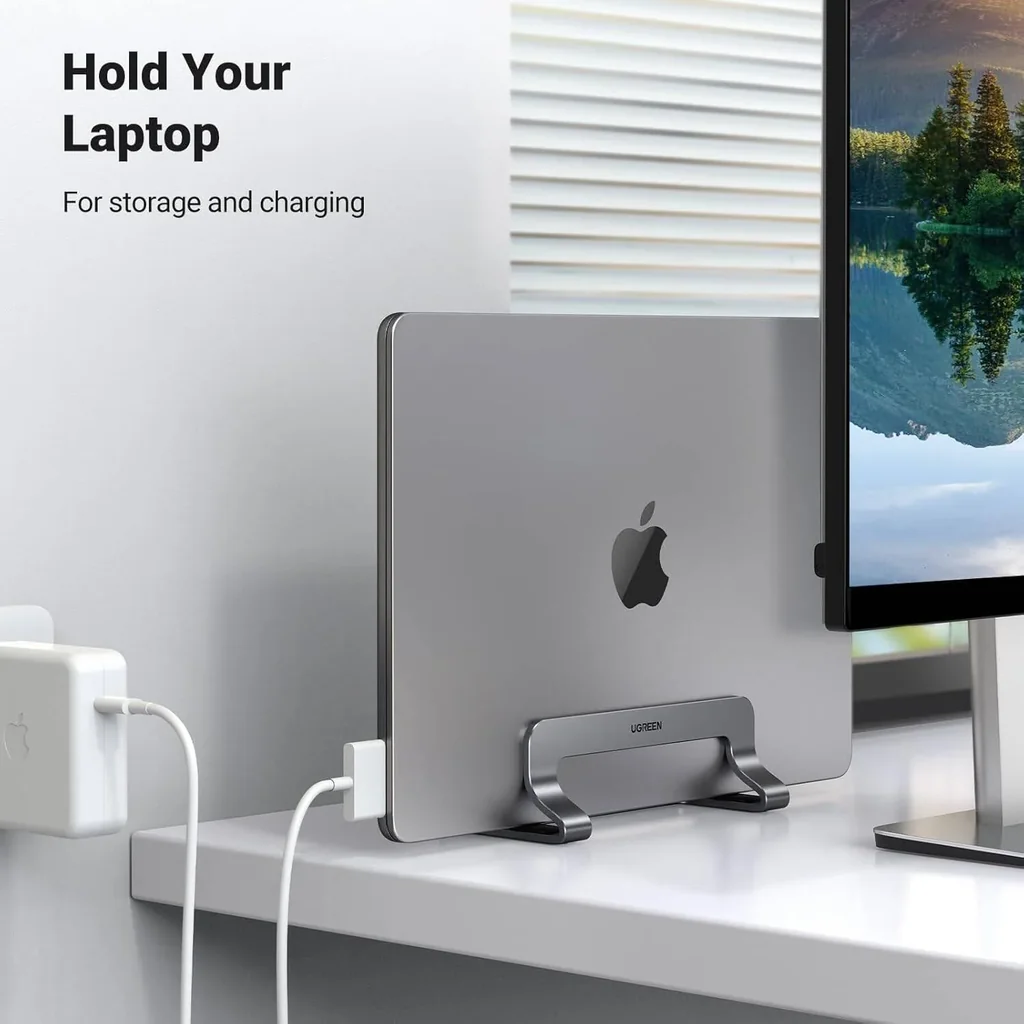 UGREEN Vertical Laptop Stand/Holder, Compatible With MacBook, Adjustable Up To 17.3 Inch Gaming Laptop, Anti-Slip, Anti-Scratch Design, Gray | 20471 - Image 5