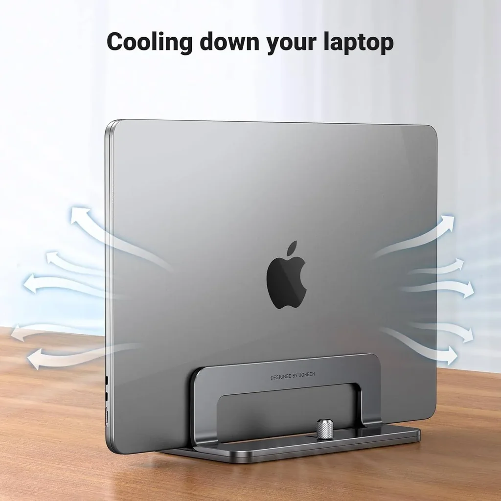 UGREEN Vertical Laptop Stand/Holder, Compatible With MacBook, Adjustable Up To 17.3 Inch Gaming Laptop, Anti-Slip, Anti-Scratch Design, Gray | 20471 - Image 6