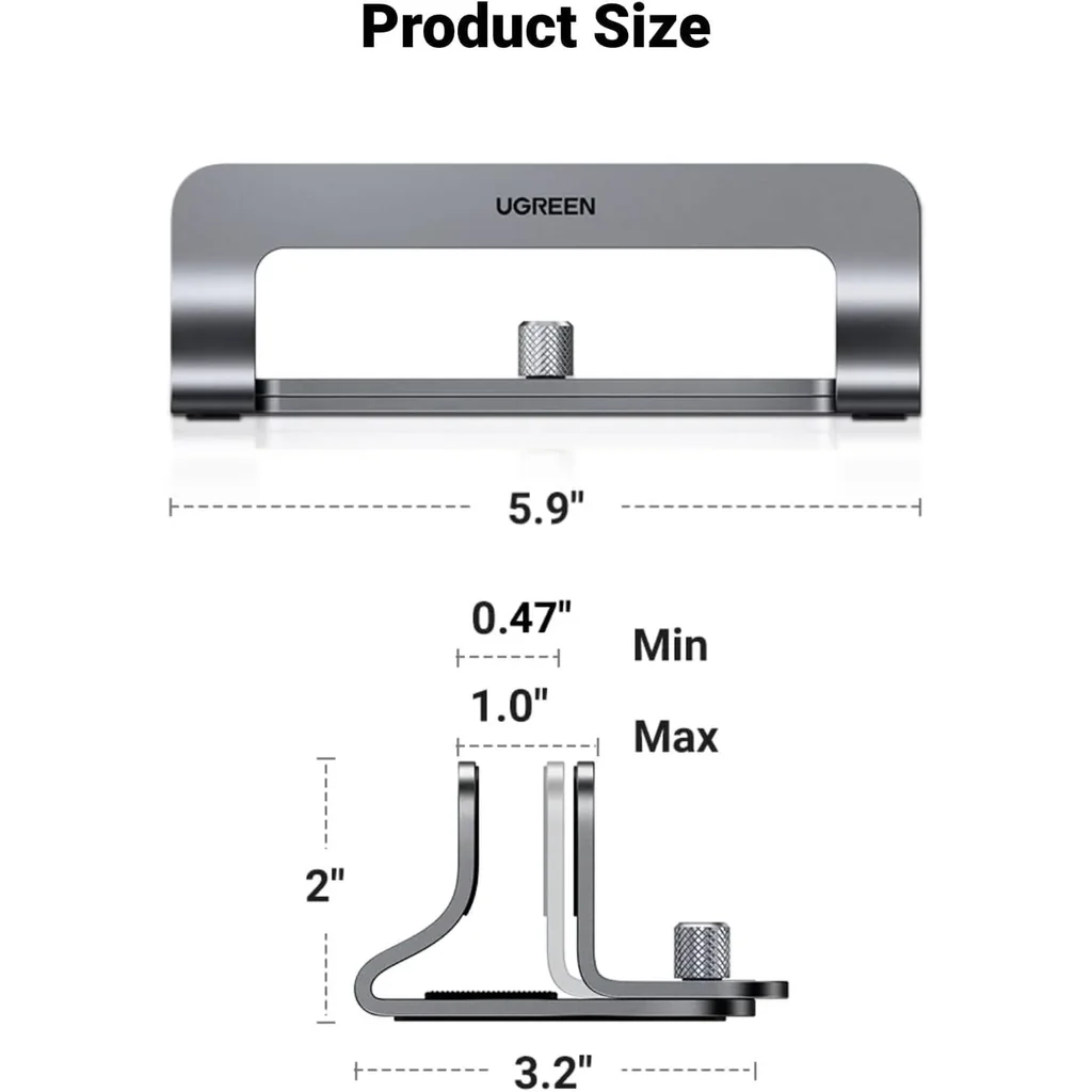 UGREEN Vertical Laptop Stand/Holder, Compatible With MacBook, Adjustable Up To 17.3 Inch Gaming Laptop, Anti-Slip, Anti-Scratch Design, Gray | 20471 - Image 7