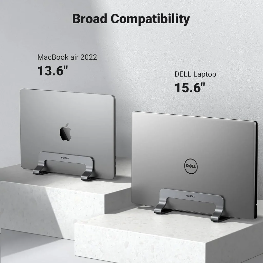 UGREEN Vertical Laptop Stand/Holder, Compatible With MacBook, Adjustable Up To 17.3 Inch Gaming Laptop, Anti-Slip, Anti-Scratch Design, Gray | 20471 - Image 8