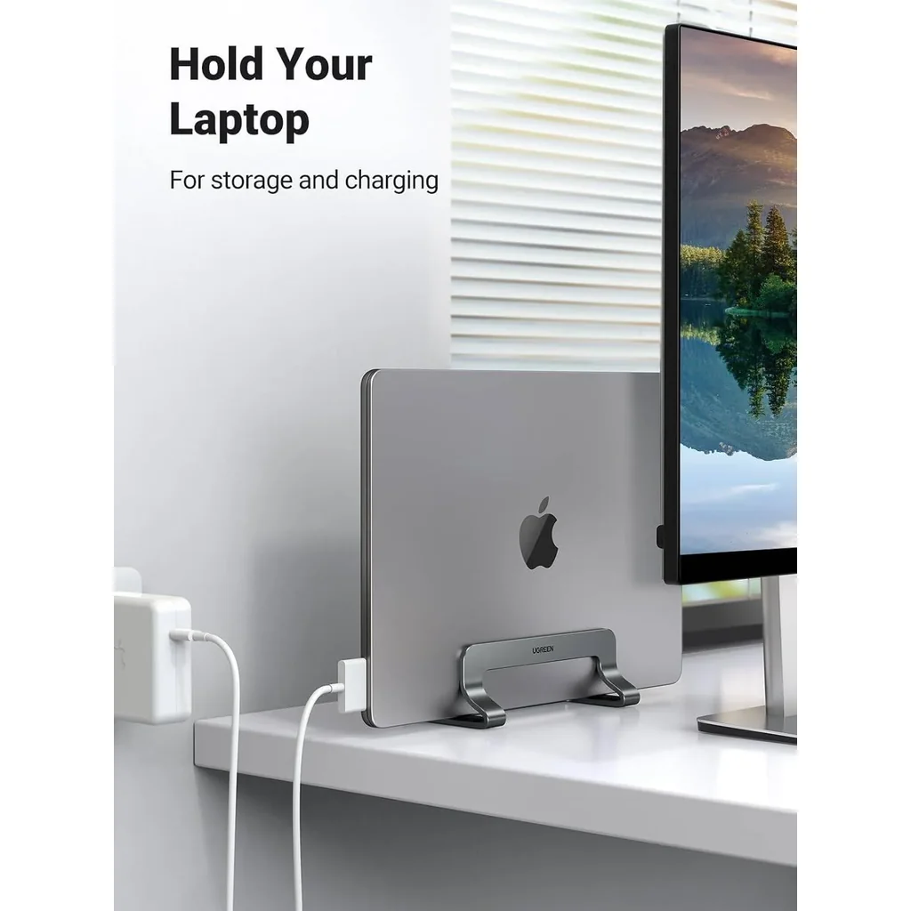 UGREEN Vertical Laptop Stand/Holder, Compatible With MacBook, Adjustable Up To 17.3 Inch Gaming Laptop, Anti-Slip, Anti-Scratch Design, Gray | 20471 - Image 9