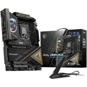 MSI MEG Z890 Ace LGA 1851 ATX Motherboard, Intel Z890 Chipset, 4x DDR5 UDIMM Slots, Up to 256GB Max Memory, Wi-Fi 7 & BT 5.4, 3x PCI-E x16 Slots, 5x M.2 Slots, Black | 911-7E22-001