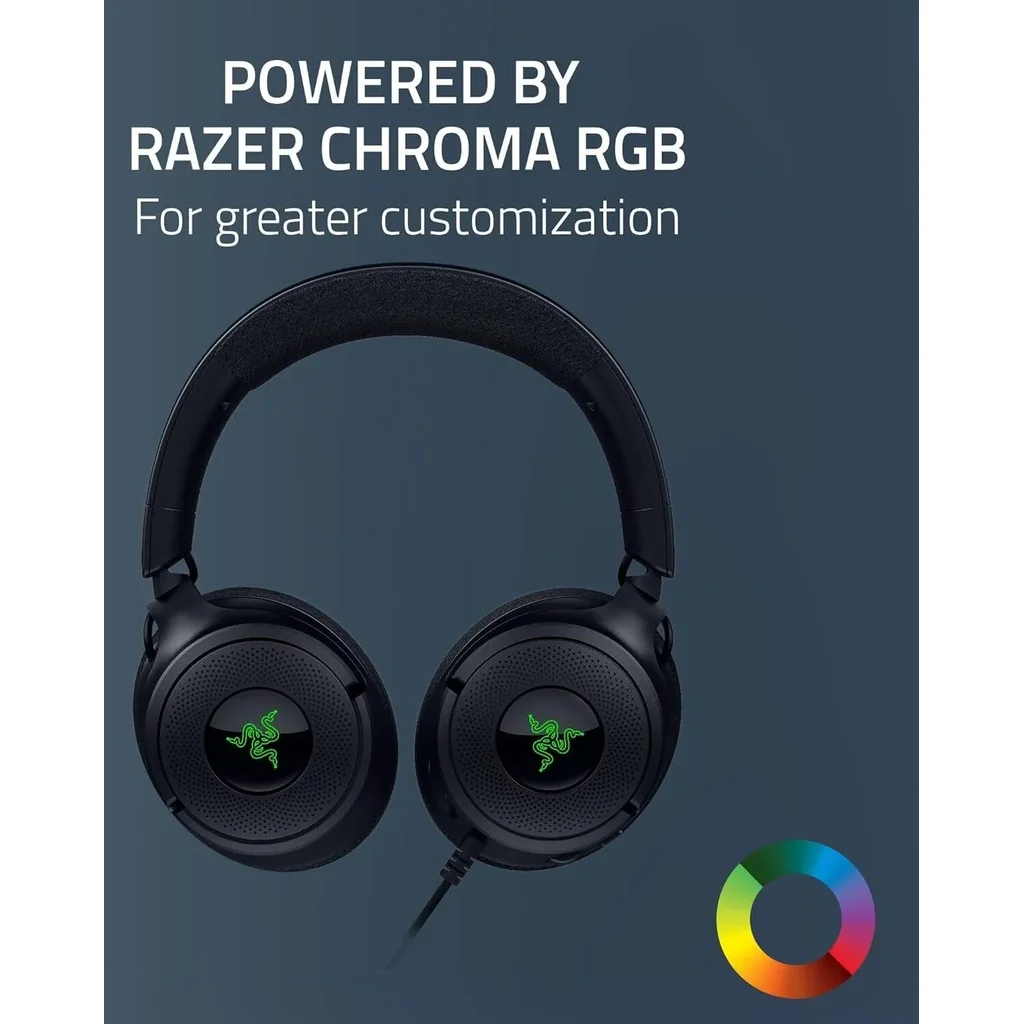 Razer Kraken V4 X Wired Gaming Headphones, 40mm Razer TriForce Driver, Retractable Razer HyperClear, Unidirectional Pick-Up Pattern, Hybrid Fabric & Leatherette Cushions, Black | RZ04-05180100-R3M1 - Image 9