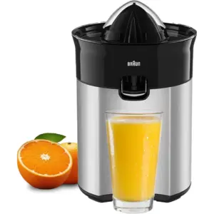 Braun CitrusQuick 5 Juicers, Powerful 60W Motor, Anti-Drip System, Direct Serve Function, Auto Power On/Off, Dishwasher Safe Parts, BPA-Free Parts, Black Metal | CJ 5050 BK