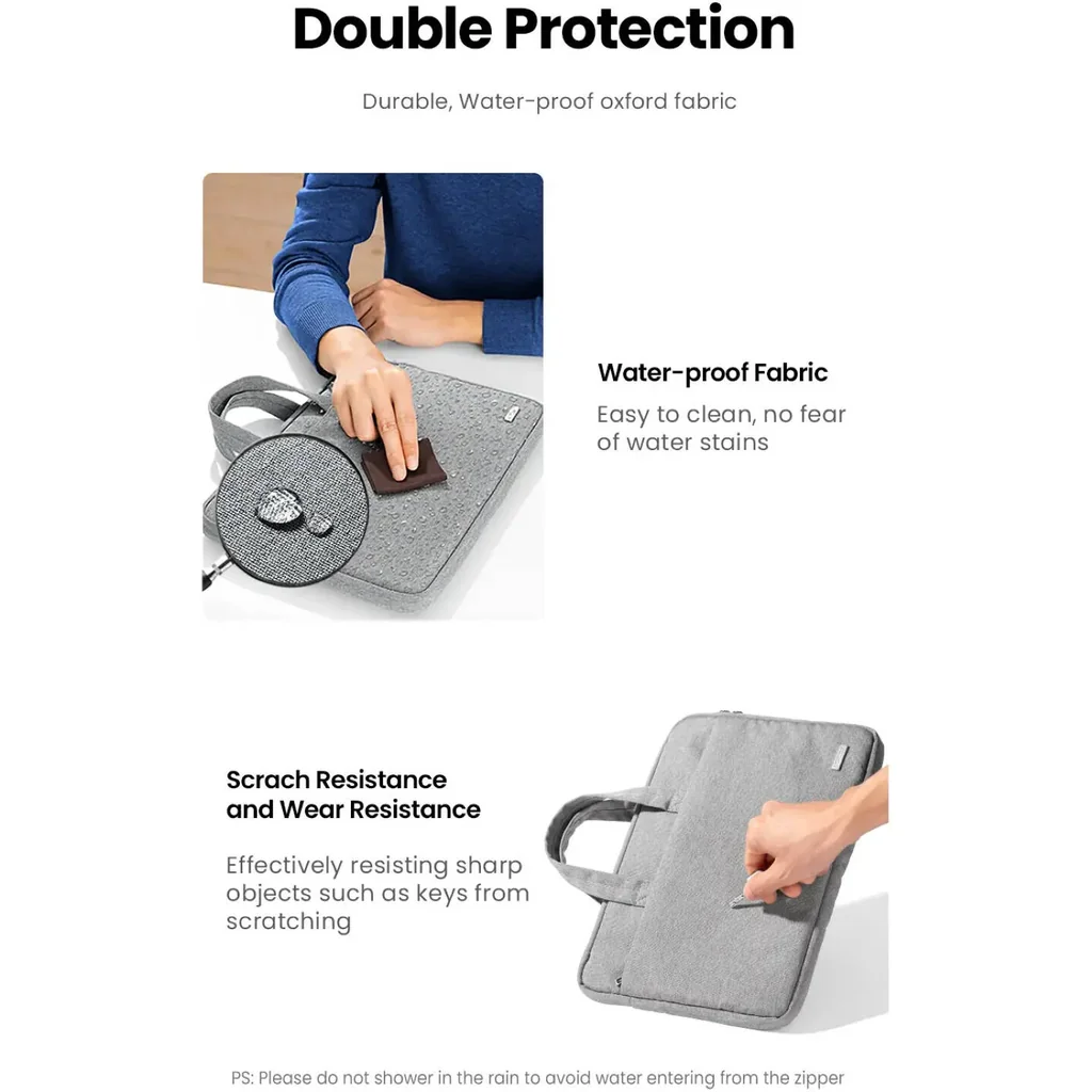 Ugreen LP437 Sleeve Carry Bag For 13-13.9" Inch Laptops, Oxford Fabric, Advanced Protective Design, Three-layered Structure, Enhanced Portability, Grey | 20448 - Image 3