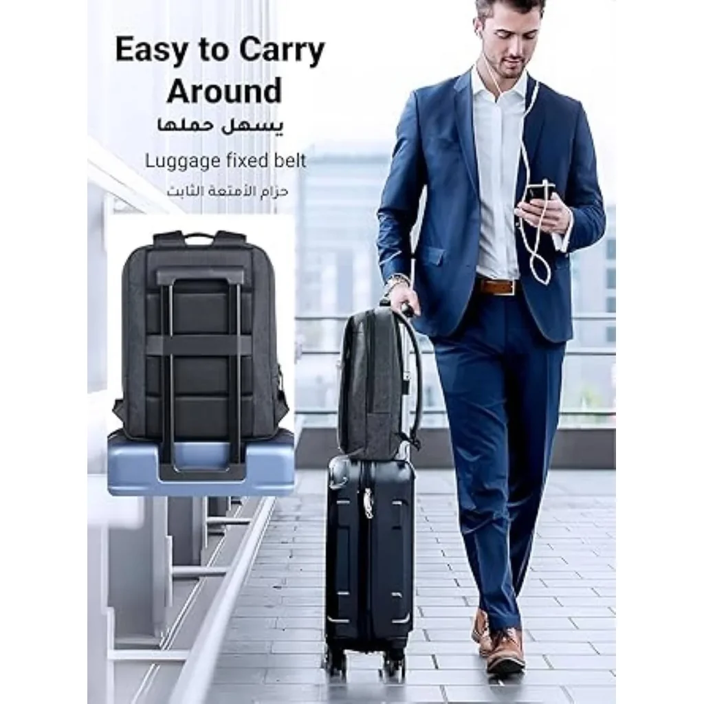 UGREEN LP664, 15.6'' Inch Laptop Backpack, Large Capacity, Ergonomic And Unisex Design, 600D Oxford Cloth, Shockproof, Waterproof, Multiple Pockets, Durable, Dark Grey | 90798 - Image 4