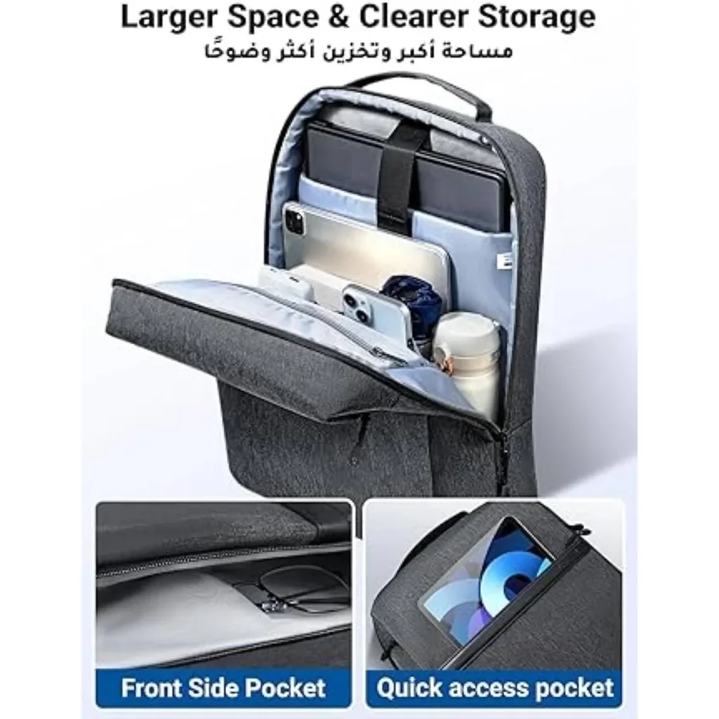 UGREEN LP664, 15.6'' Inch Laptop Backpack, Large Capacity, Ergonomic And Unisex Design, 600D Oxford Cloth, Shockproof, Waterproof, Multiple Pockets, Durable, Dark Grey | 90798 - Image 6