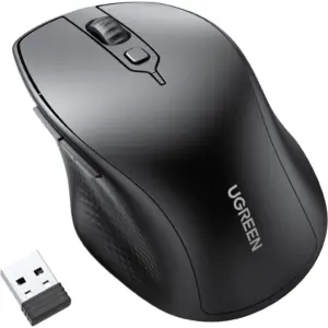 UGREEN MU101 Ergonomic Mouse, Comfortable For Large Sized Hands, For Laptop/Tablet, Silent Click, Dual Mode Bluetooth & 2.4G Nano Wireless Mouse, Smart TV/Multi-Devices, Black | 90395
