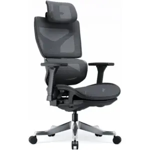 AFTERWORK Omnix Ergonomic Gaming Chair, With Hidden Footrest, 3D Adjustable Headrest, 4D Armrests, Adjustable Lumbar, Seat Slider, 4-Position Tilt Lock, Height Adjustable Backrest, Black | Omnix-Black