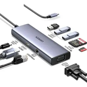 UGREEN CM498, 9 In1 USB-C Multifunctional Docking Station With 4k HDMI, Up To 10Gbps Speed, 1xVGA, 3xUSB 3.0 Type-A, Gigabit Ethernet, 100W PD, SD/TF Card Slot, Compact And Portable | 15600