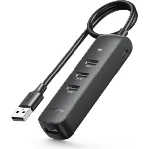 UGREEN CM416 USB 3.0 Hub, 4-Port USB Splitter, Extension 5Gbps High-Speed Data, Multiport, Compatible For Surface Pro, MacBook, Mac Mini, iMac, XPS, PS5, Flash Drive, 1M, Black | 80657