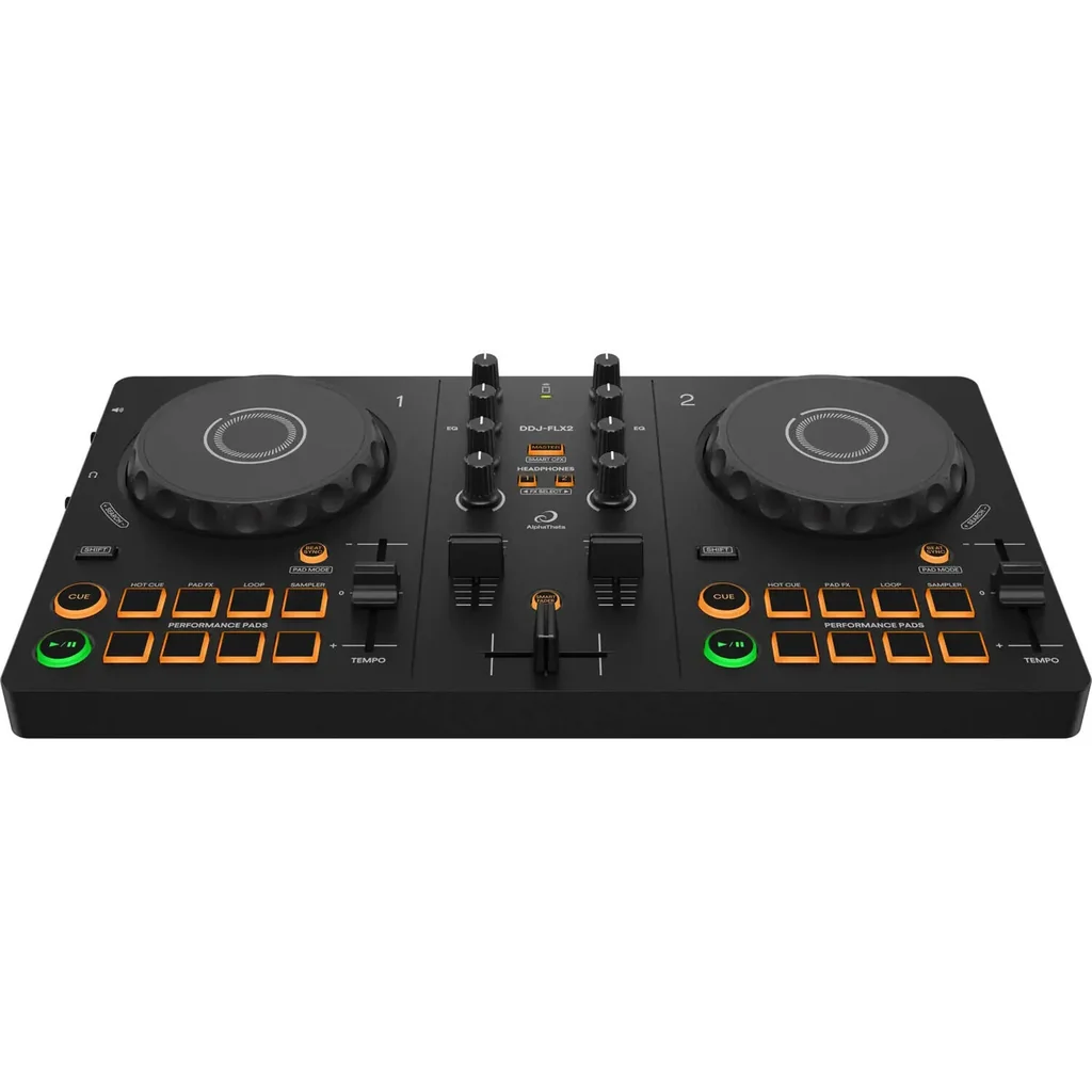 AlphaTheta DDJ FLX2 2 Deck USB DJ Controller Smart Fader, Bluetooth & Multi App Streaming, Black | DDJ-FLX2 - Image 2