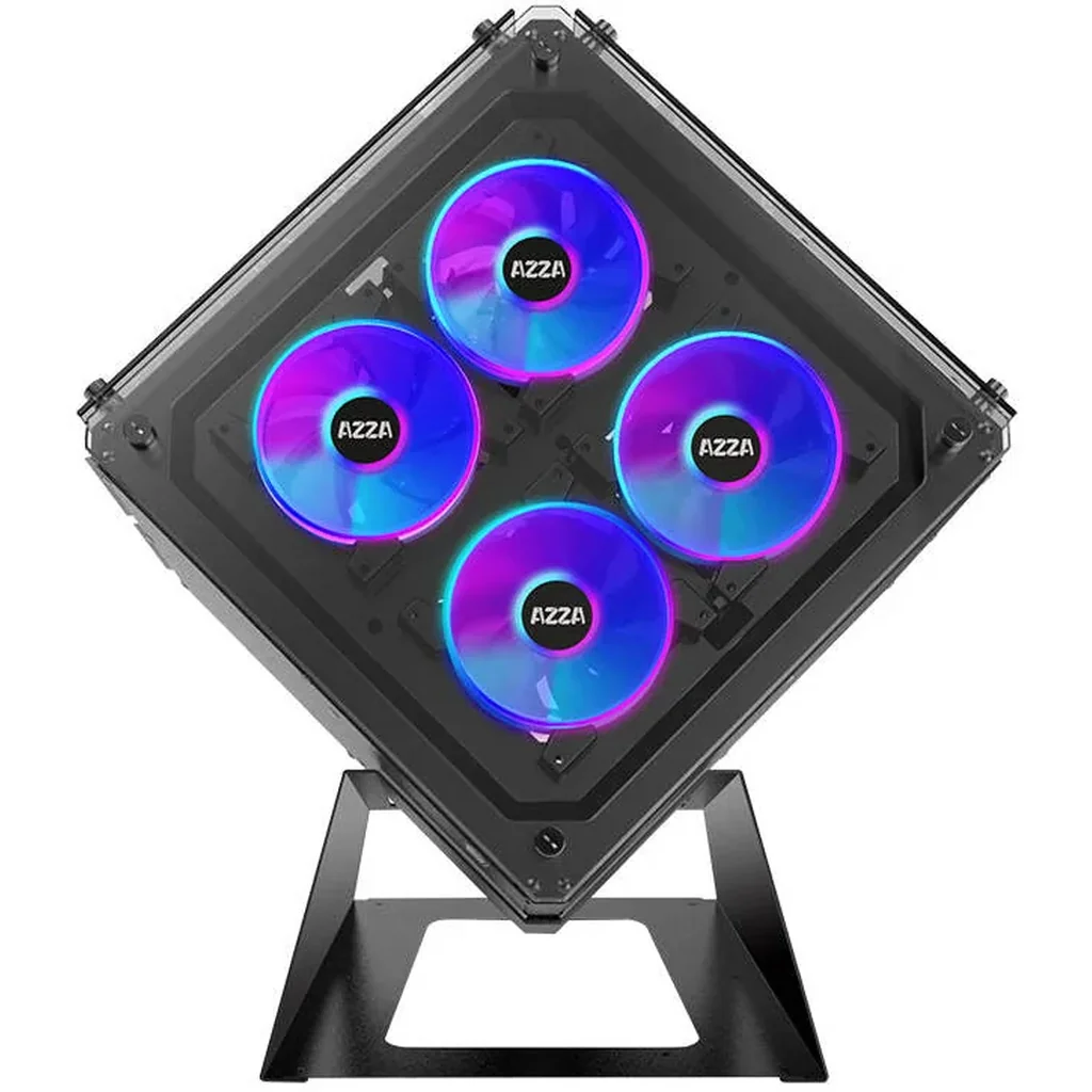 Azza CUBE 802F ATX Computer Case, 5x 120mm AZZA Hurricane II ARGB Pre-Installed Fans, Up to 240mm Radiator & 5x Fans Support, Dual-Chamber Chassis, Black | 52064 - Image 2