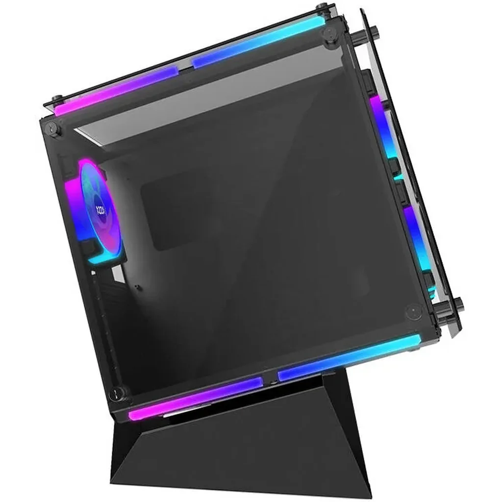Azza CUBE 802F ATX Computer Case, 5x 120mm AZZA Hurricane II ARGB Pre-Installed Fans, Up to 240mm Radiator & 5x Fans Support, Dual-Chamber Chassis, Black | 52064 - Image 3