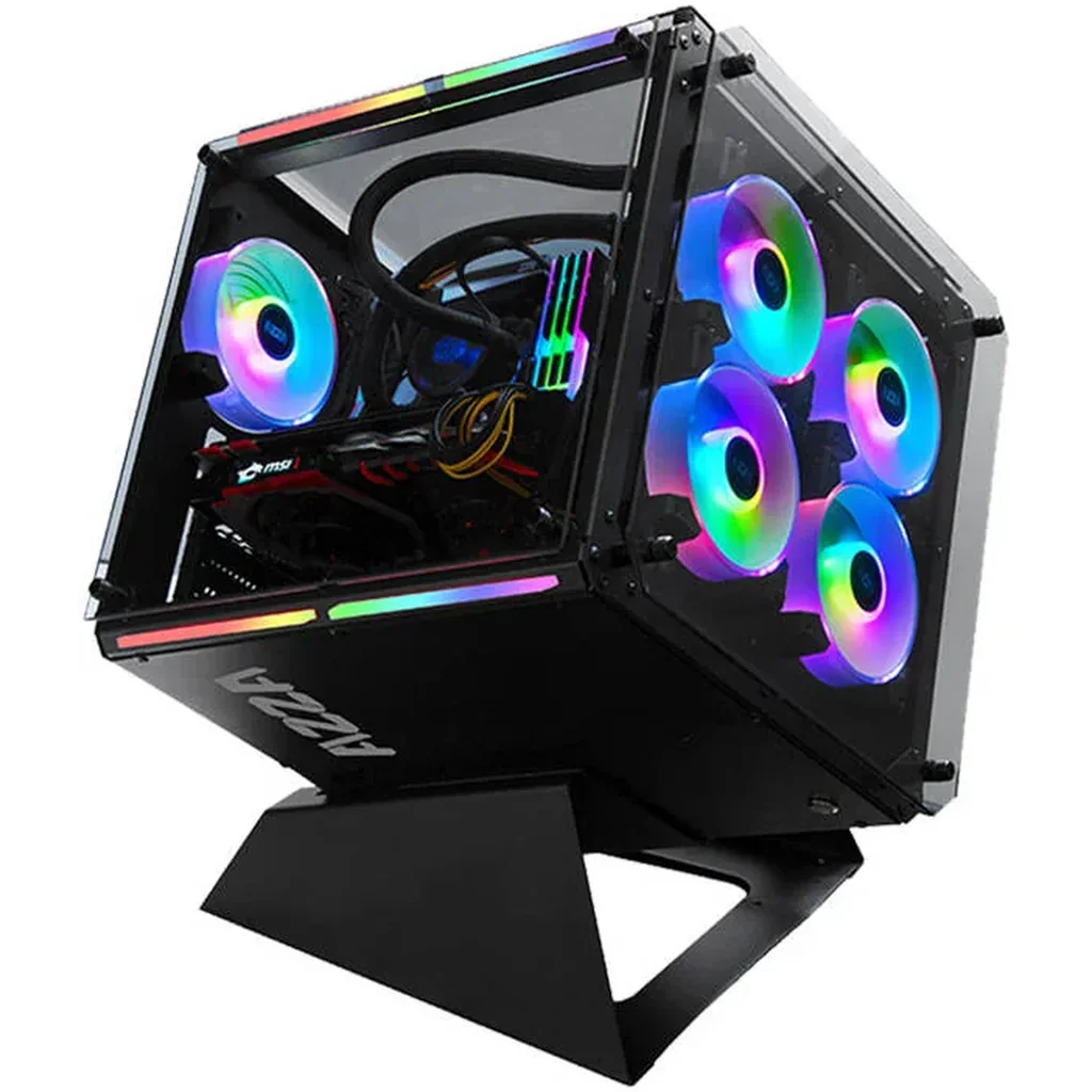 Azza CUBE 802F ATX Computer Case, 5x 120mm AZZA Hurricane II ARGB Pre-Installed Fans, Up to 240mm Radiator & 5x Fans Support, Dual-Chamber Chassis, Black | 52064 - Image 6