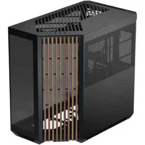 APNX V1 V1-W-BK-v1 ATX Mid Tower Glass Edition Computer Case, Up To 360mm Radiators, x10 Fan Slot, SGCC Body Material, Wood Front Panel, 0.8mm Steel Thickness, Black & Wood | APCM-VI01103.11