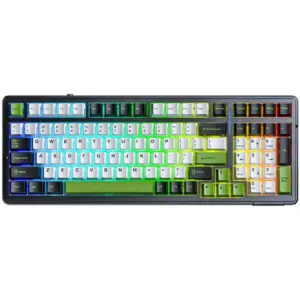 AULA F99 Gasket 98% Mechanical Keyboard, 99 Keys, Hot Swappable, Pre-Lubed Linear Switches, Ultra Low Latency, Five Layers of Noise Reduction, 8000mAh Battery, Tri-Mode Connectivity, Black/Green | F99