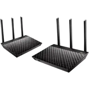 ASUS RT-AC67U 2-Pack AiMesh Router (AC1900, Wi-Fi System, Large Homes, Multi-story, Flexible SSID, AiProtection Pro Security), Black | RT-AC67U