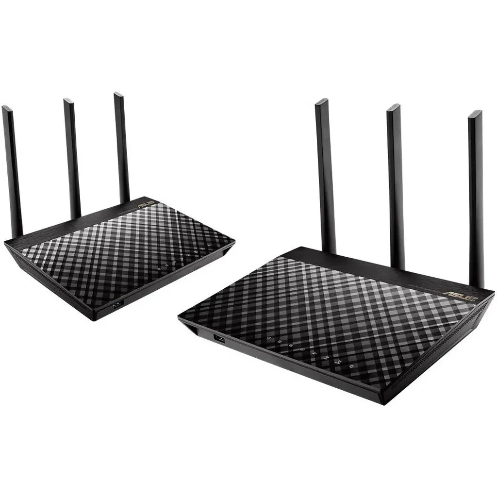 ASUS RT-AC67U 2-Pack AiMesh Router (AC1900, Wi-Fi System, Large Homes, Multi-story, Flexible SSID, AiProtection Pro Security), Black | RT-AC67U