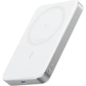 Anker MagGo Power Bank, 10,000mAh Total Capacity, Magnetic Portable, Qi2 Certified, 15W Ultra-Fast, MagSafe-Compatible, Ergonomic Design, For iPhone 16/15/14/13/12 Series, White | A1664H11