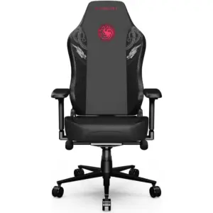 Cybeart House Targaryen Licensed Edition Gaming Chair, Supreme PU Leather, Cold Cured Foam, Adjustable Inbuilt Lumbar Support, 4D ArmRest, MultiTilt Mechanism, 150Kg Max Weight, Black | Targaryen