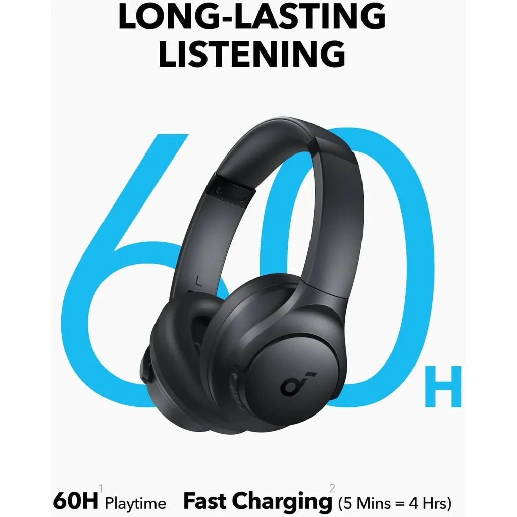 ANKER Soundcore Q11i Wireless Headphones, 40mm Dynamic DriverHi-Res Audio, One-Touch Bass Boost, 60-Hour Playtime, Detachable Ear Cushions, Bluetooth V5.3, Up to 60 Hours Battery, Dark Gray | Q11i - Image 4