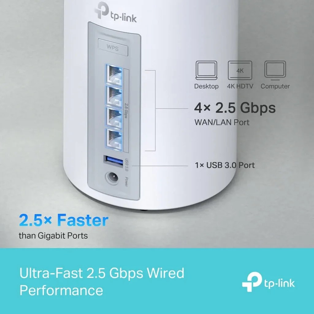 TP-Link Deco BE65 BE9300 Whole Home Mesh WiFi 7 System, 9214 Mbps Tri-Band WiFi, 2.5 Gbps Wired Connections, Multi-Link Operation, 320MHz Channels, Works on the 6 GHz Band, White | Deco BE65 - Image 6