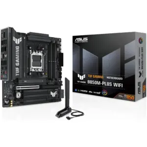 ASUS TUF Gaming B850M-Plus Wi-Fi AM5 Micro-ATX Motherboard, AMD B850 Chipset, 4x DIMM DDR5 Slots, Up to 192GB Max Memory, 1 x PCIe 5.0 x16 SafeSlot, 3 x M.2 Slots, Wi-Fi & BT | 90MB1IY0-M0EAY0