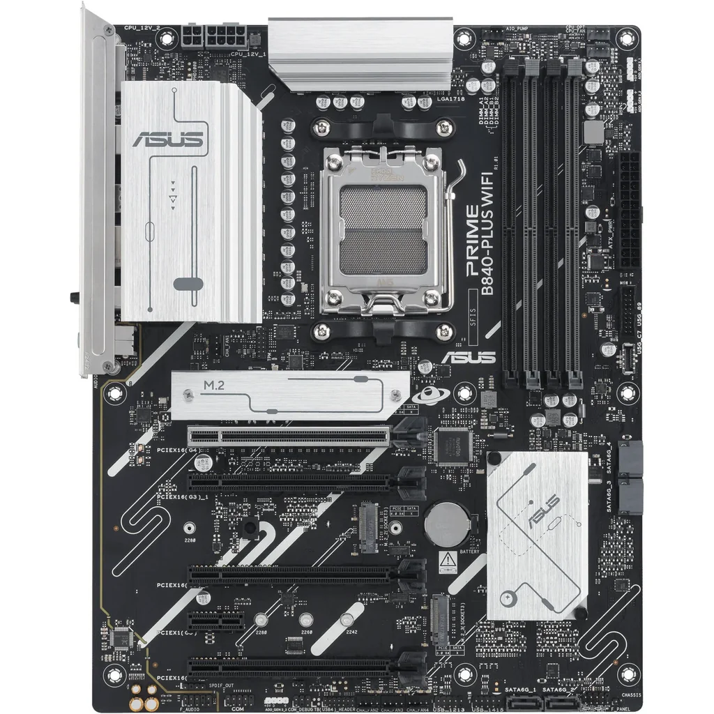 ASUS PRIME B840-Plus Wi-Fi AM5 ATX Motherboard, AMD B840 Chipset, 4x DIMM DDR5 Slots, Up to 192GB Max Memory, 1 x PCIe 4.0 x16 SafeSlot Core+, 3 x M.2 Slots, WiFi & BT Connectivity | 90MB1IZ0-M0EAY0 - Image 2