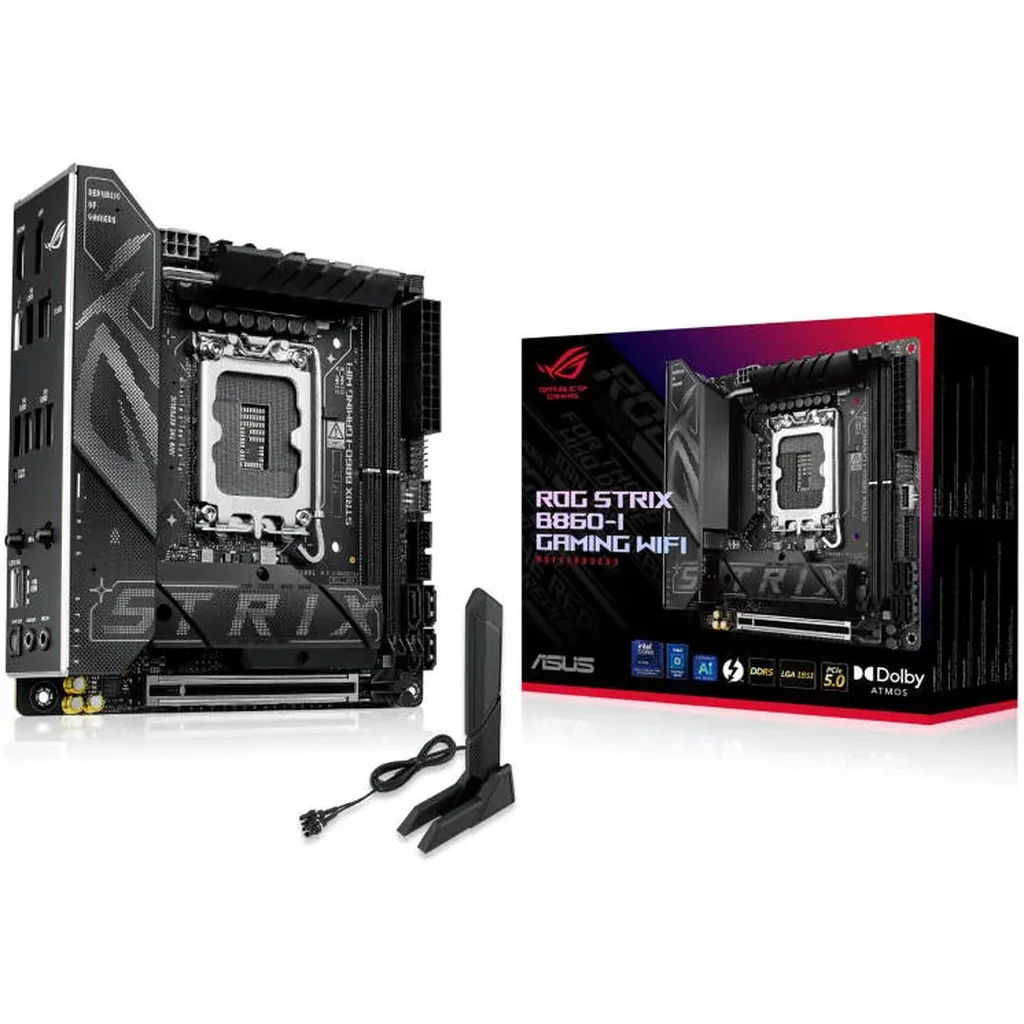 ASUS ROG Strix B860-I Gaming WiFi LGA 1851 Mini-ITX Motherboard, Intel B860 Chipset, 2x DIMM DDR5 Slot, Up to 128GB Max Memory, 1 x PCIe 5.0 x16, 2 x M.2 Slot, WiFi & BT Connectivity | 90MB1JB0-M0EAY0