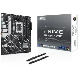 ASUS Prime H810M-A WiFi LGA 1851 Micro-ATX Motherboard, Intel H810 Chipset, 2x DIMM DDR5 Slots, Up to 128GB Max Memory, 1x PCIe 4.0 x16 Slot, 2x M.2 Slot, WiFi & BT Connectivity | 90MB1KJ0-M0EAY0