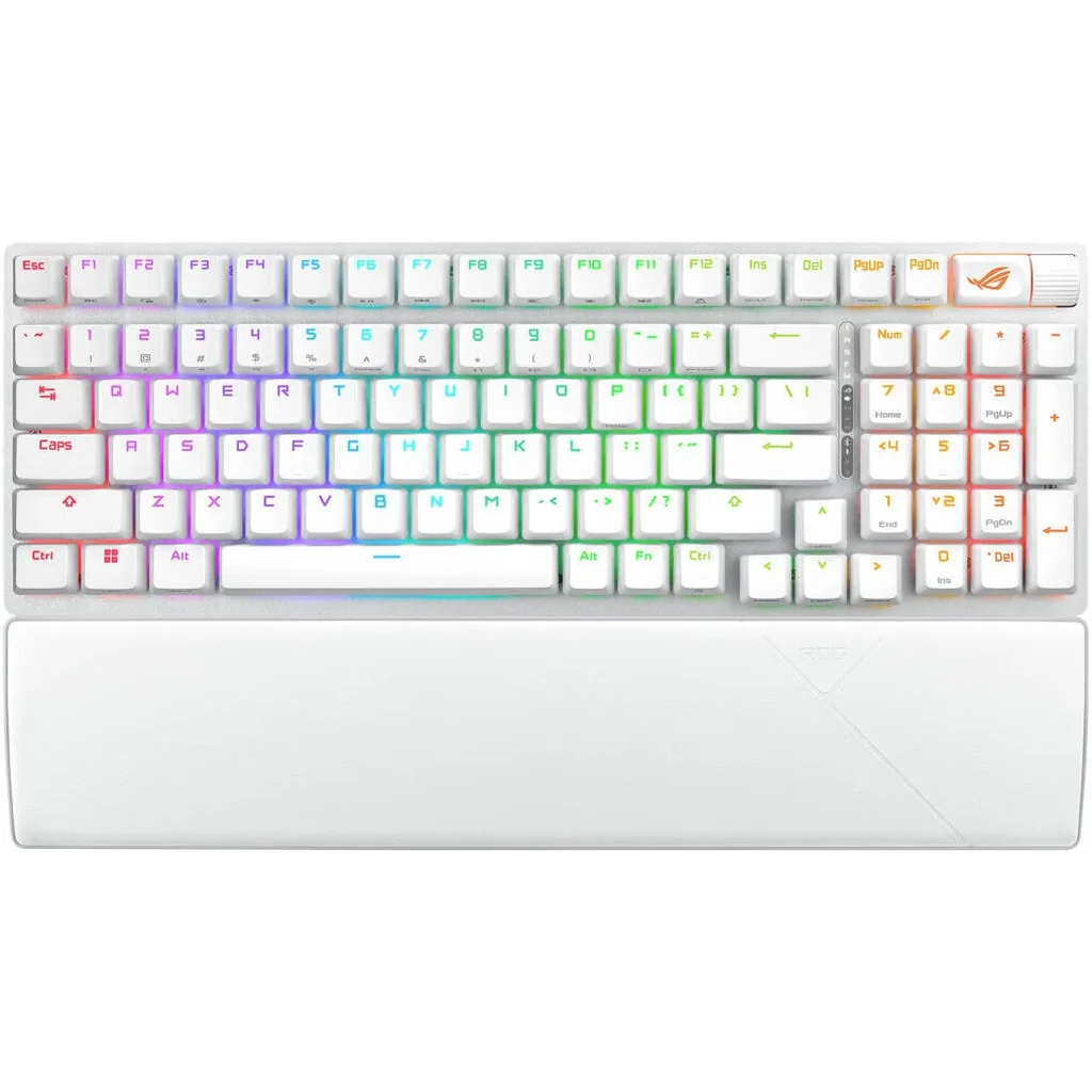 ASUS ROG X901 Strix Scope II 96% Gaming Keyboard, NX Snow Switches, Hot-Swappable, ROG Omni Receiver, UV-Coated ABS keycaps, Tri-Mode Connection, English - Arabic Layout, White | 90MP037A-BKCA10