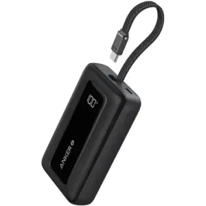 Anker Zolo Power Bank 10000mAh, 30W Fast Charging, Built-in USB-C Cable, Bi-Directional Charging, Compact & Portable Charger for iPhone 15, Samsung S24, MacBook, iPad, Switch, Steam Deck |A1688H11