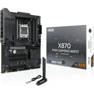 ASUS X870 MAX GAMING WIFI7 AM5 ATX Motherboard, AMD X870 Chipset, 4x DDR5 DIMM Slots, Up to 256GB Max Memory, 1x PCIe 5.0 x16, 3x M.2 Slots, Wi-Fi 7 & Bluetooth v5.4 | 90MB1LY0-M0EAY0