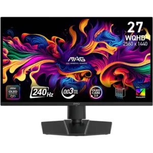MSI MAG 273QP X24 Gaming Monitor, 27" QD-OLED Display, WQHD Resolution, 240Hz Refresh Rate, 0.03ms (GtG) Response Time, Adaptive-Sync Technology, 1.07b Color Display, Black | 9S6-3CE69H-015