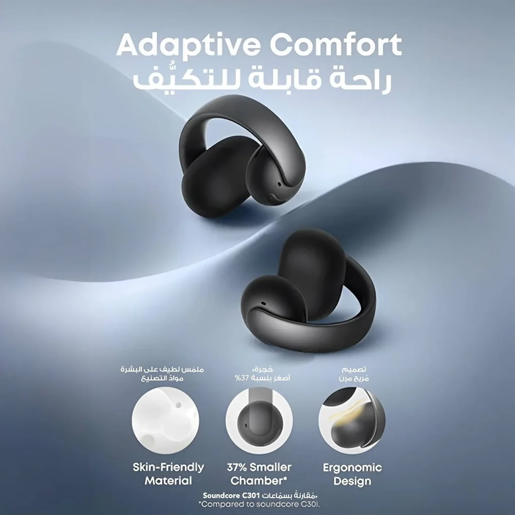 Anker Soundcore AeroClip, 12mm Customized Driver, Tap Control, 4 Mics with AI, Advanced Virtual Bass Technology, Bluetooth 5.4, Up to 32 Hours Playtime, IP55 Water Resistance, Midnight Black | A3388 - Image 2