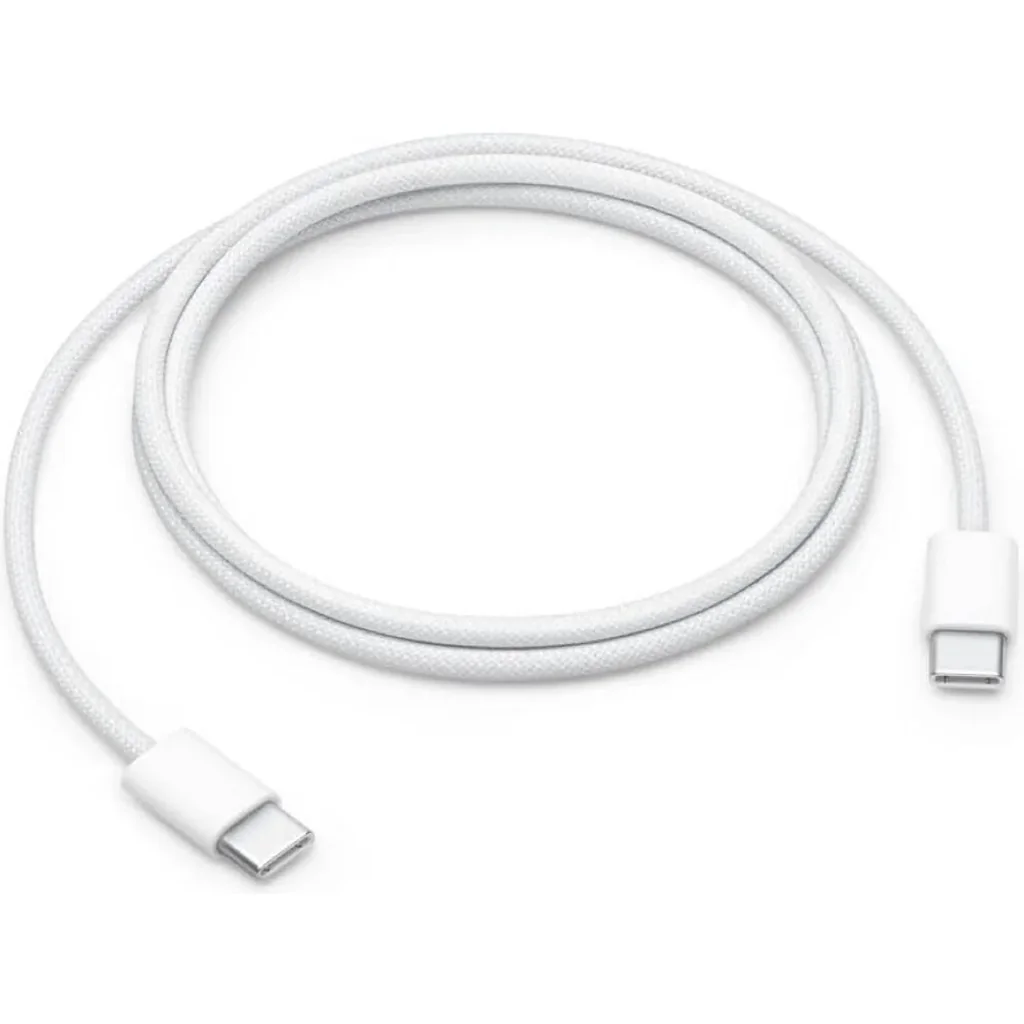 Apple 60W USB-C to USB-C Woven Charge Cable, 1 Meter, USB 2.0 Transfer Speeds, Compatible with Fast Charging and Syncing, White | MW493AM/A